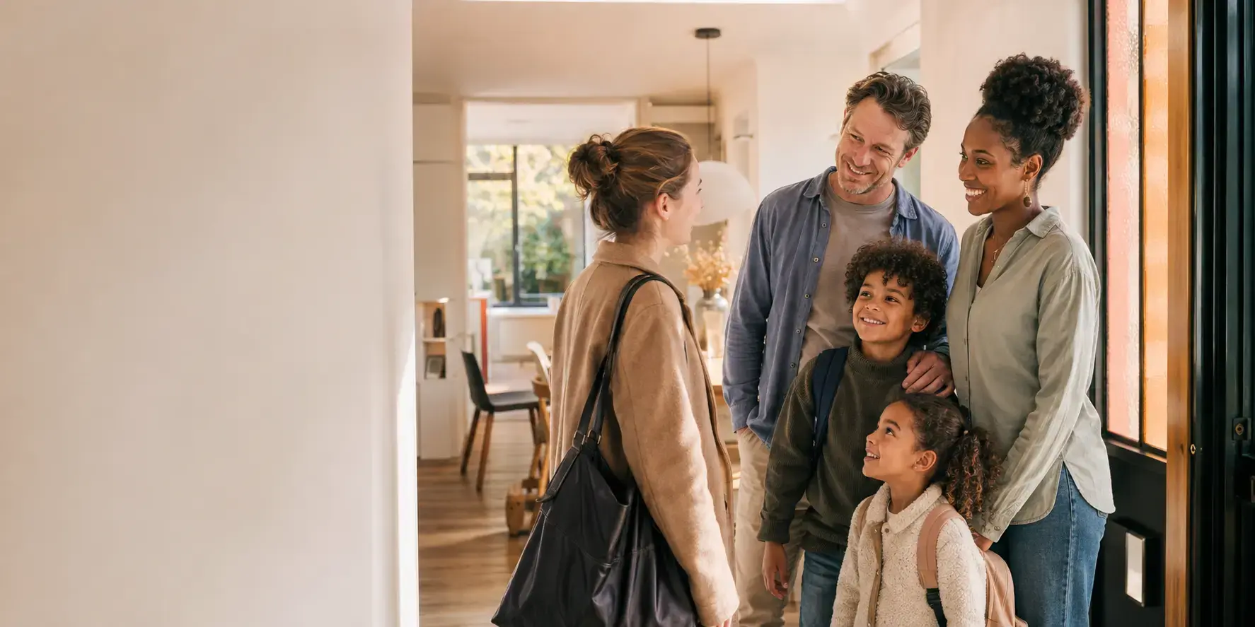 A family welcomes a babysitter into their home