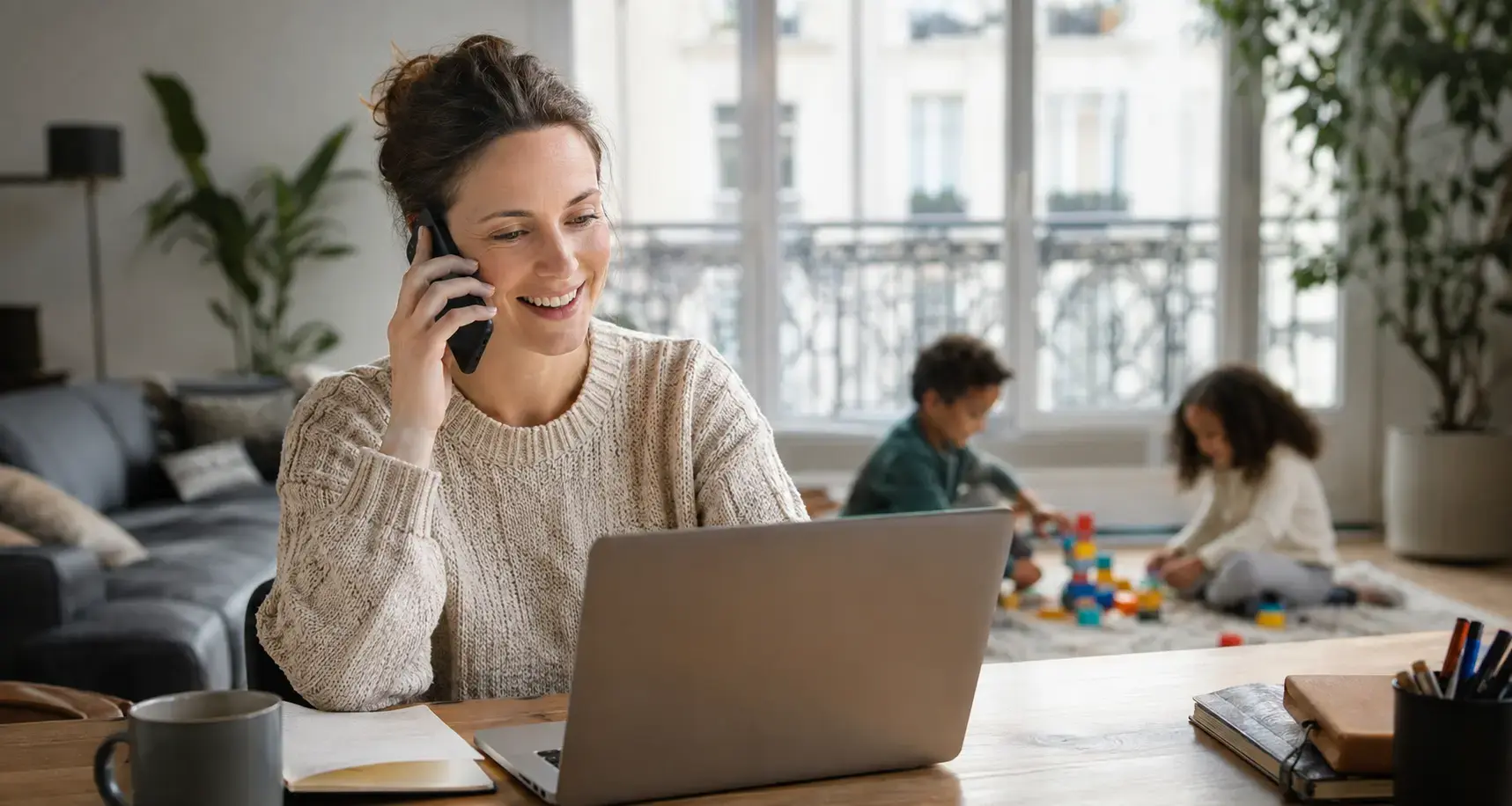 A parent receives support while booking childcare online